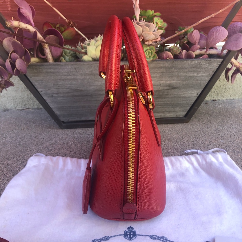 PRADA~Red Saffiano Mini BB Crossbody Promenade Bag - Picture 11 of 16